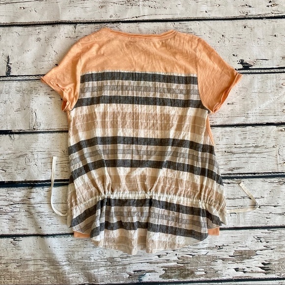 Anthropologie Little Yellow Button Peach top - Picture 5 of 7